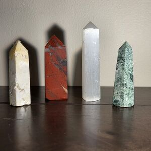 4 Crystals, Selenite,Calcite,Ocean Jasper, Red Jasper NEW